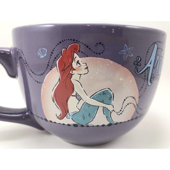Disney Little Mermaid Ariel 24 oz Ceramic‎ Mug Princess Purple Large Soup Cup - Picture 7 of 8